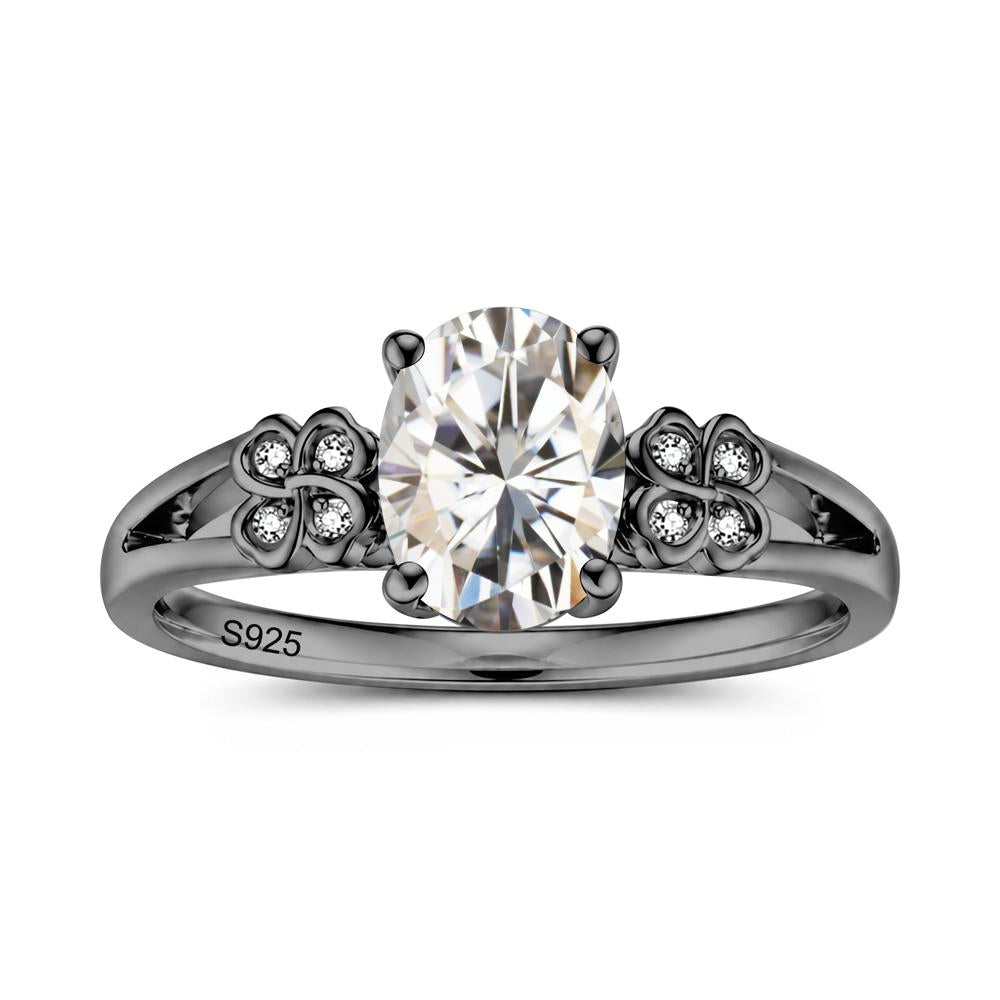 Oval Cut Emerald Leaf Clover Ring - LUO Jewelry #gemstone_Moissanite