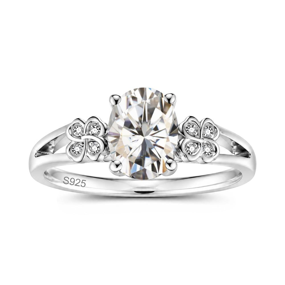 Oval Cut Emerald Leaf Clover Ring - LUO Jewelry #gemstone_Moissanite