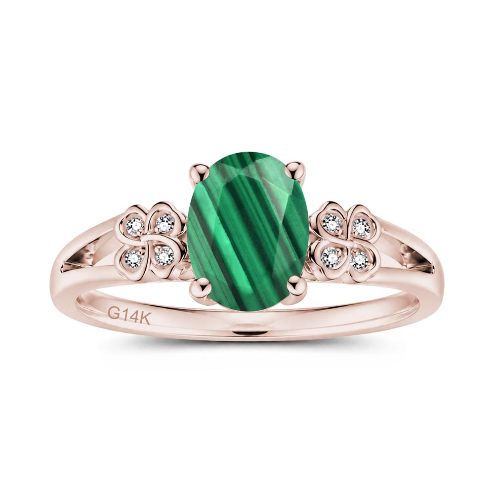 Oval Cut Emerald Leaf Clover Ring - LUO Jewelry #gemstone_Malachite