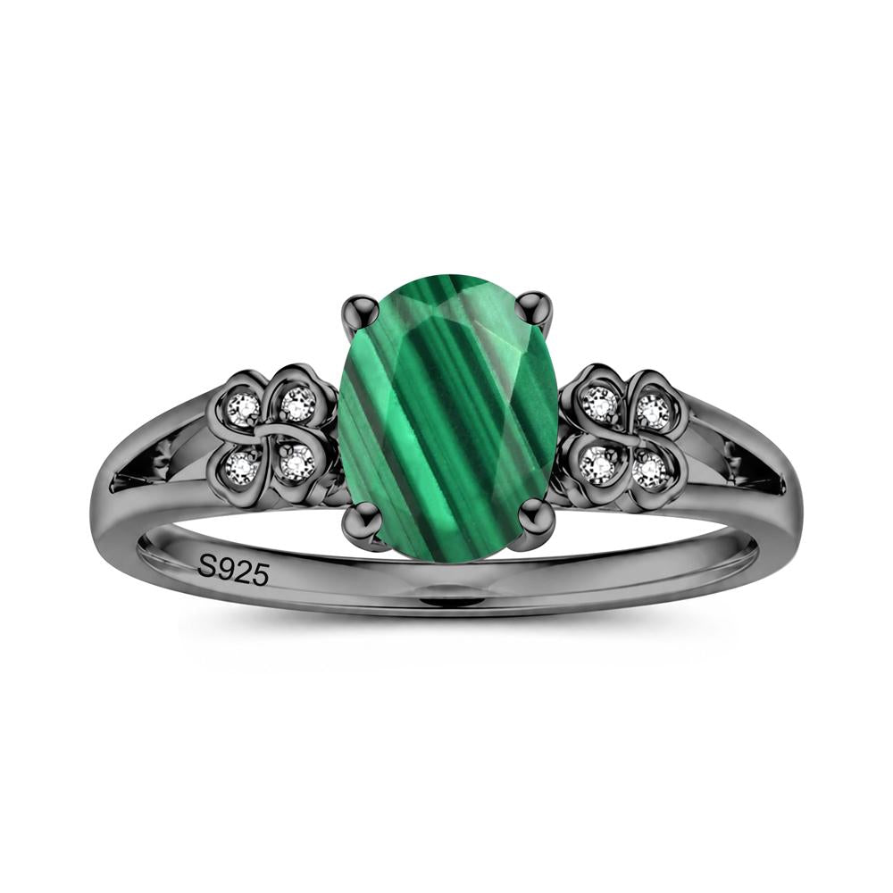 Oval Cut Emerald Leaf Clover Ring - LUO Jewelry #gemstone_Malachite