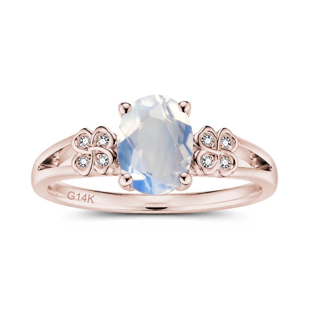 Oval Cut Emerald Leaf Clover Ring - LUO Jewelry #gemstone_Moonstone