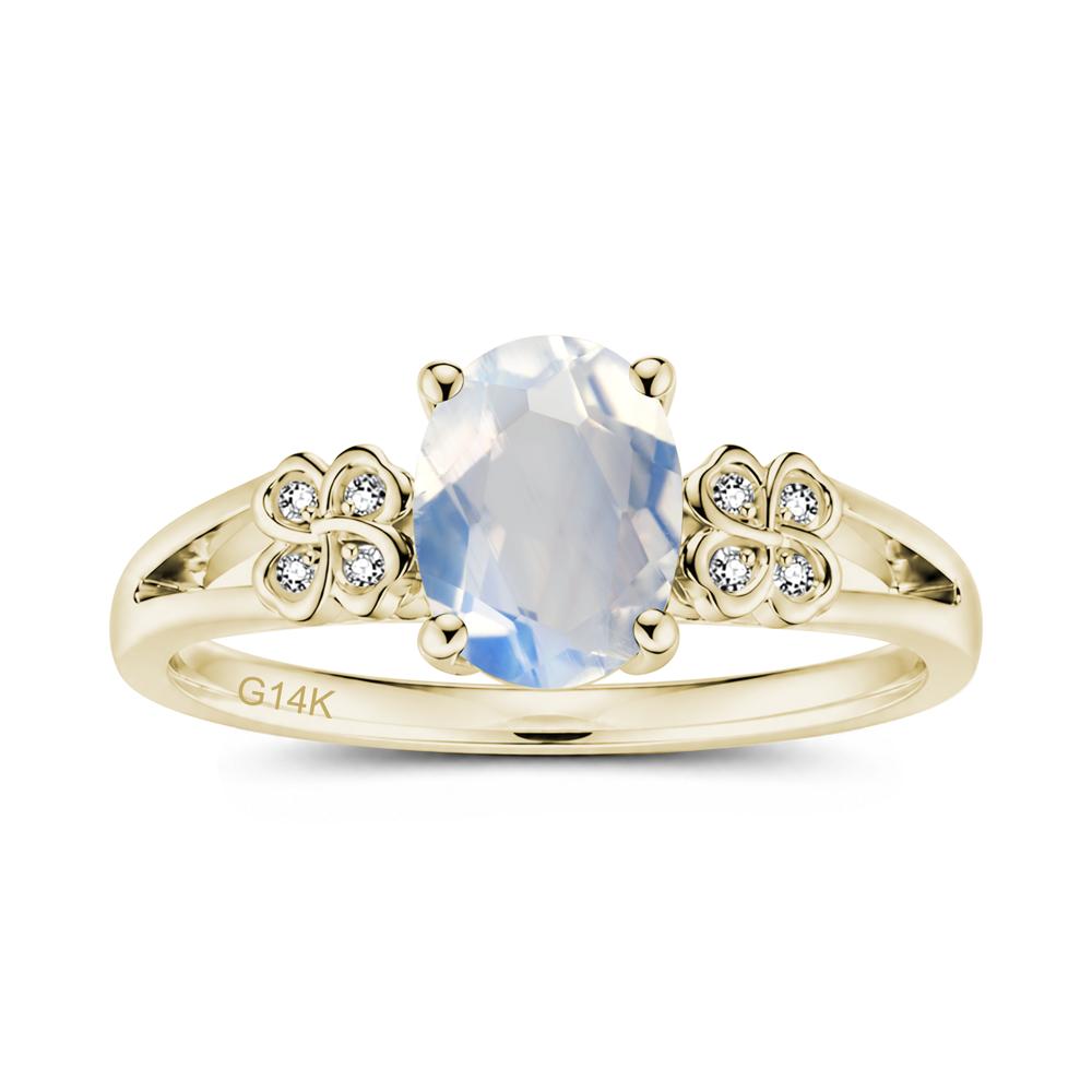 Oval Cut Emerald Leaf Clover Ring - LUO Jewelry #gemstone_Moonstone