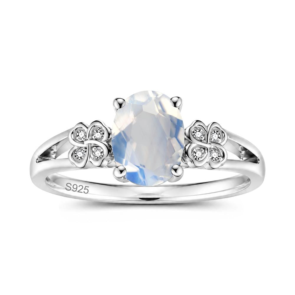Oval Cut Emerald Leaf Clover Ring - LUO Jewelry #gemstone_Moonstone