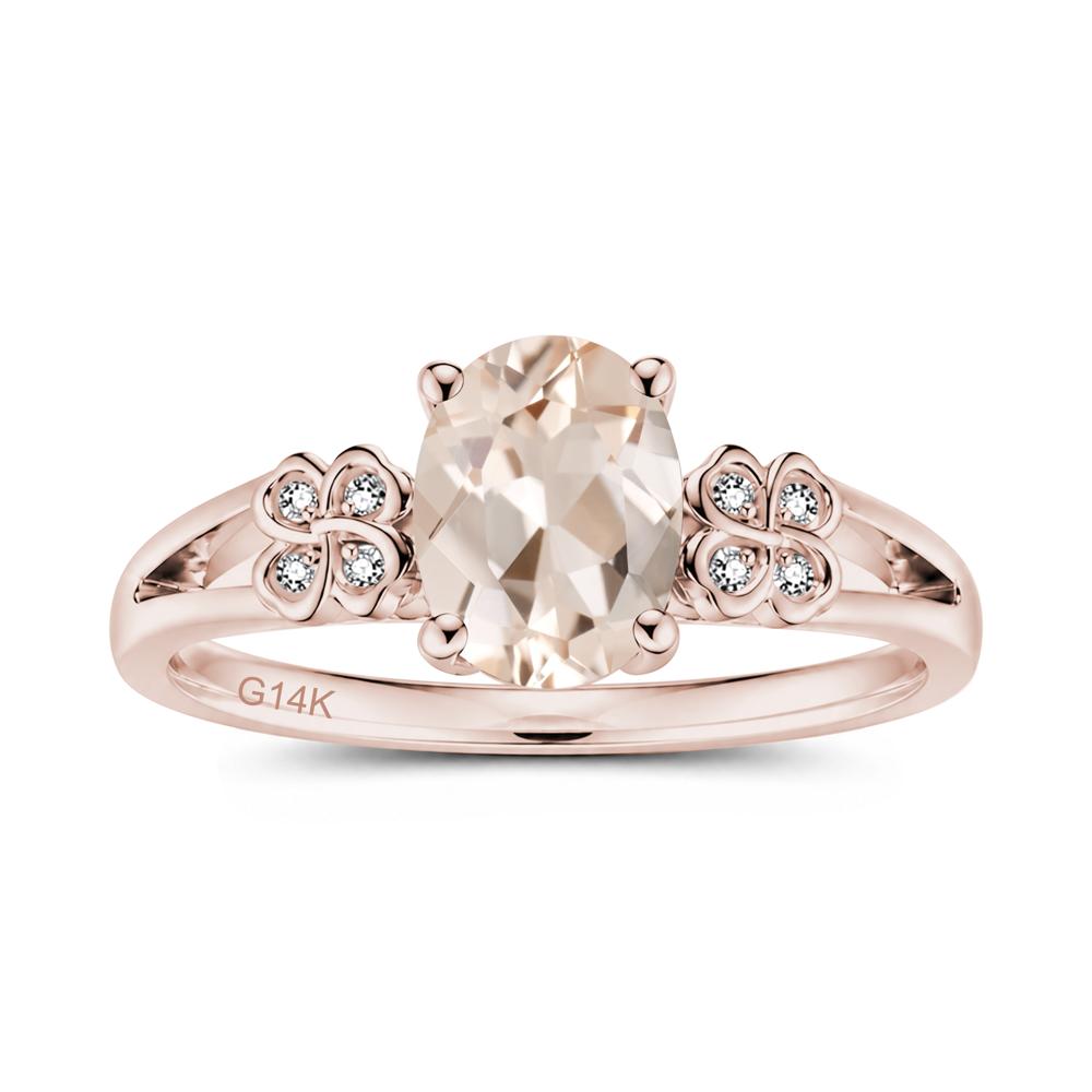 Oval Cut Emerald Leaf Clover Ring - LUO Jewelry #gemstone_Morganite