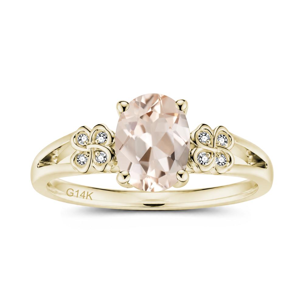 Oval Cut Emerald Leaf Clover Ring - LUO Jewelry #gemstone_Morganite