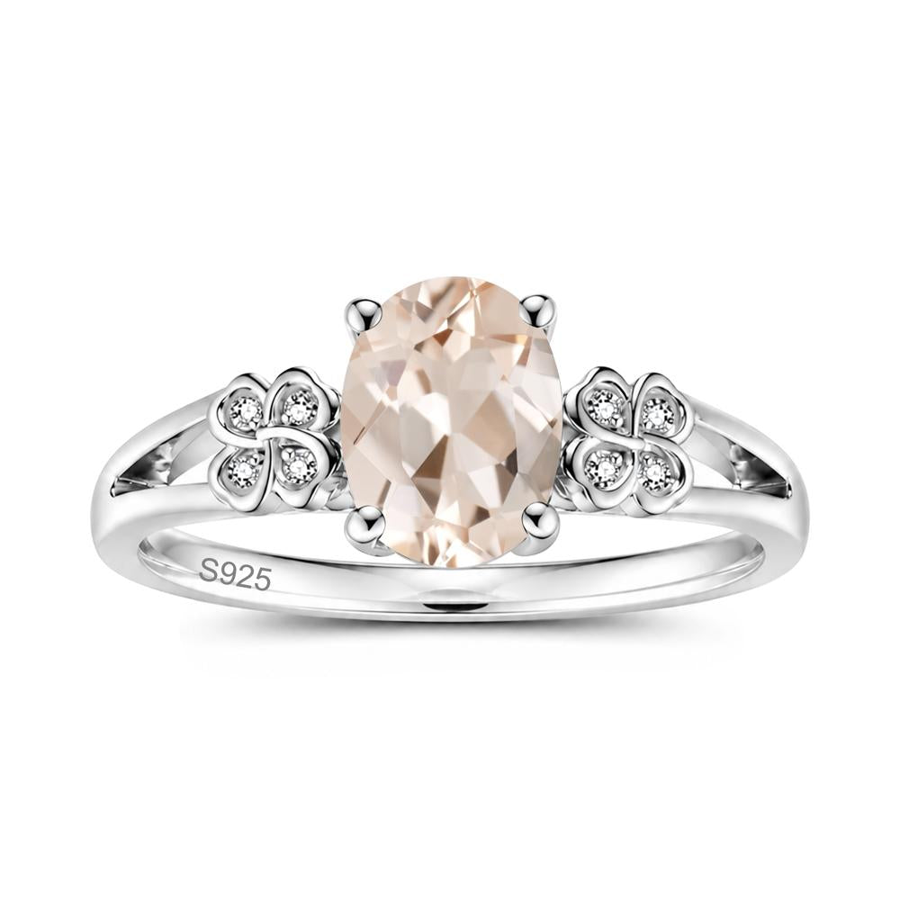 Oval Cut Emerald Leaf Clover Ring - LUO Jewelry #gemstone_Morganite