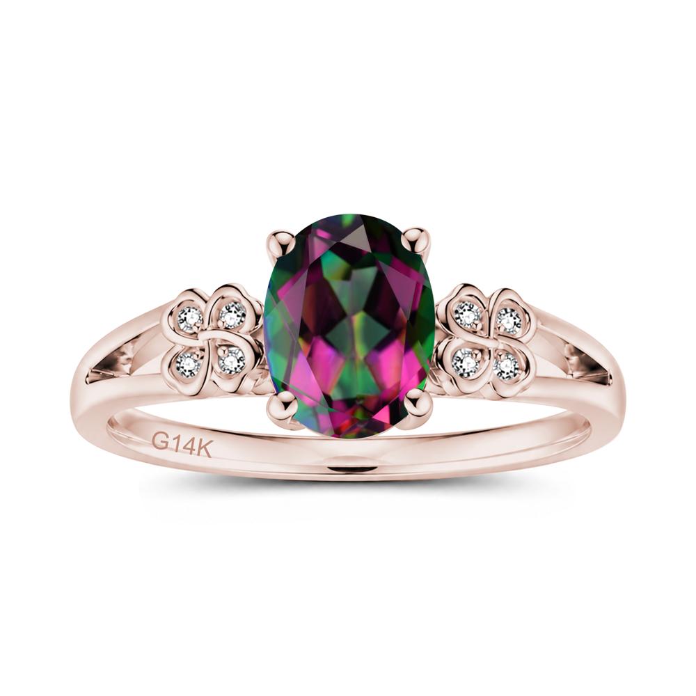 Oval Cut Emerald Leaf Clover Ring - LUO Jewelry #gemstone_Mystic Topaz