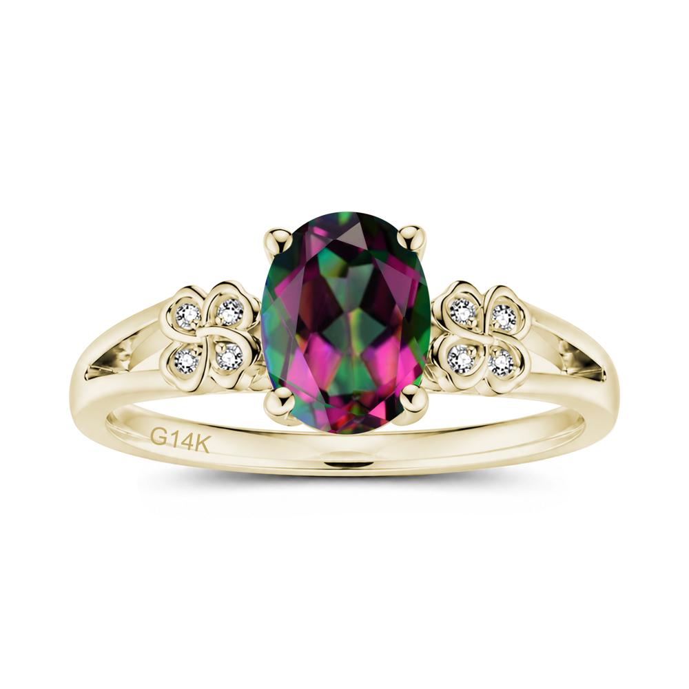Oval Cut Emerald Leaf Clover Ring - LUO Jewelry #gemstone_Mystic Topaz