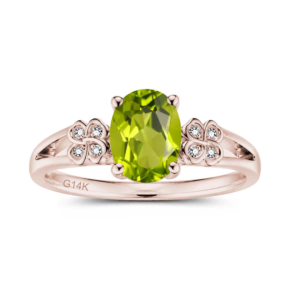 Oval Cut Emerald Leaf Clover Ring - LUO Jewelry #gemstone_Peridot