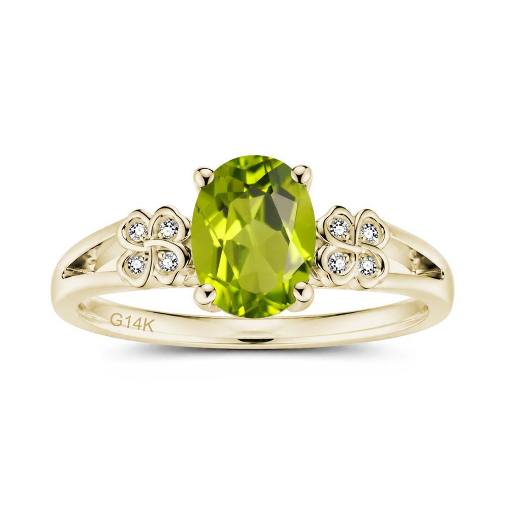 Oval Cut Emerald Leaf Clover Ring - LUO Jewelry #gemstone_Peridot