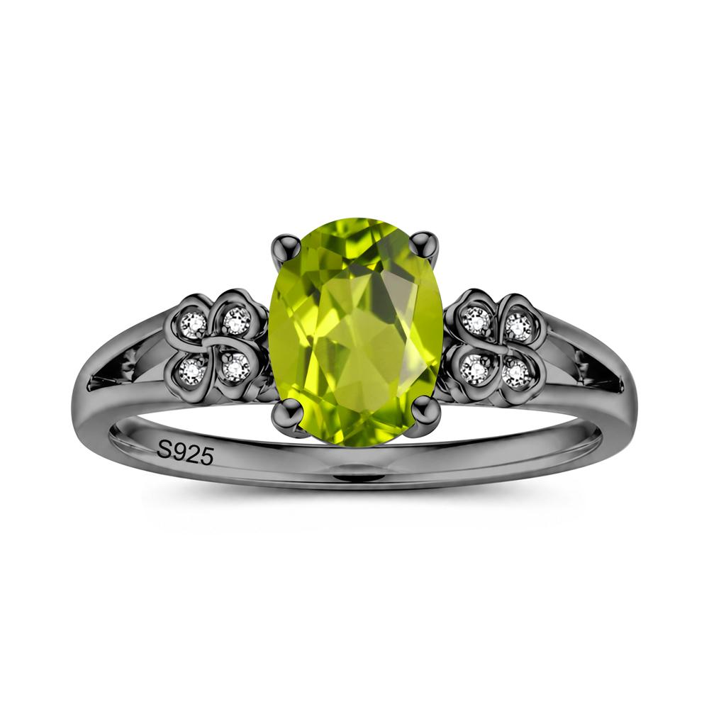 Oval Cut Emerald Leaf Clover Ring - LUO Jewelry #gemstone_Peridot