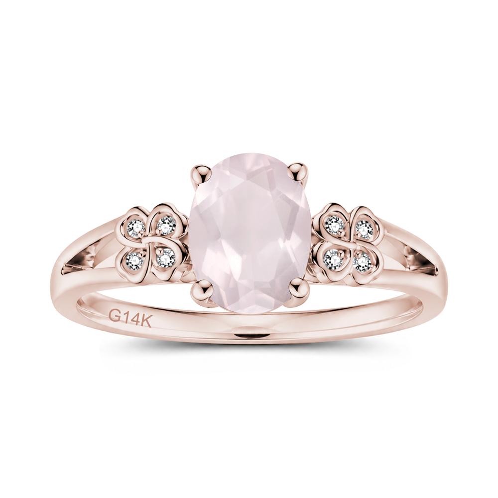 Oval Cut Emerald Leaf Clover Ring - LUO Jewelry #gemstone_Rose Quartz