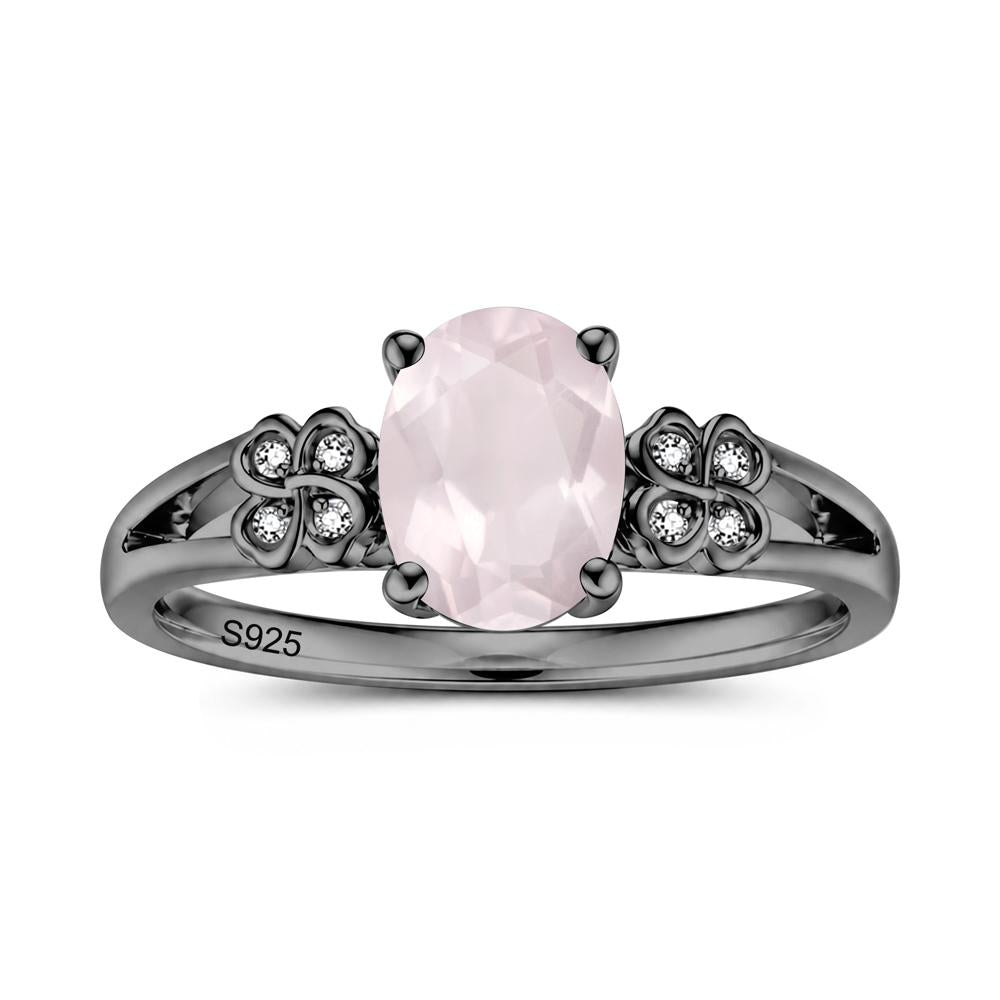 Oval Cut Emerald Leaf Clover Ring - LUO Jewelry #gemstone_Rose Quartz