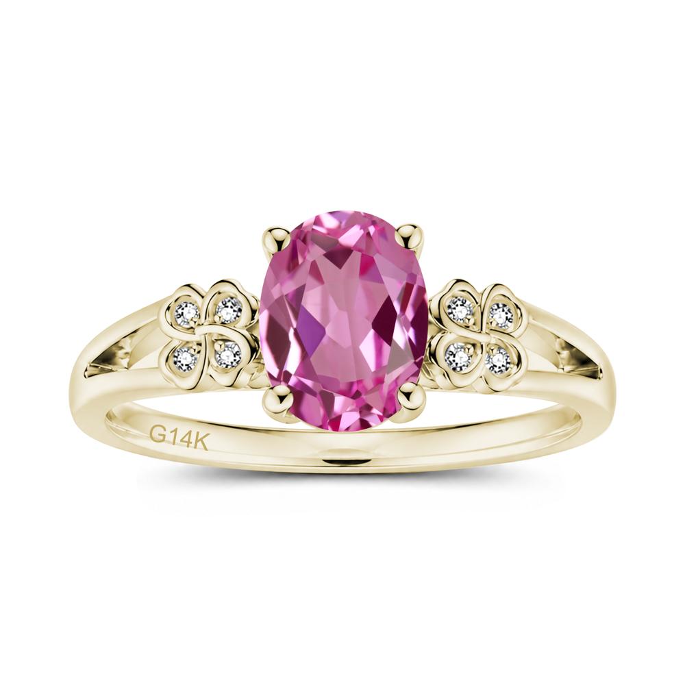 Oval Cut Emerald Leaf Clover Ring - LUO Jewelry #gemstone_Pink Sapphire
