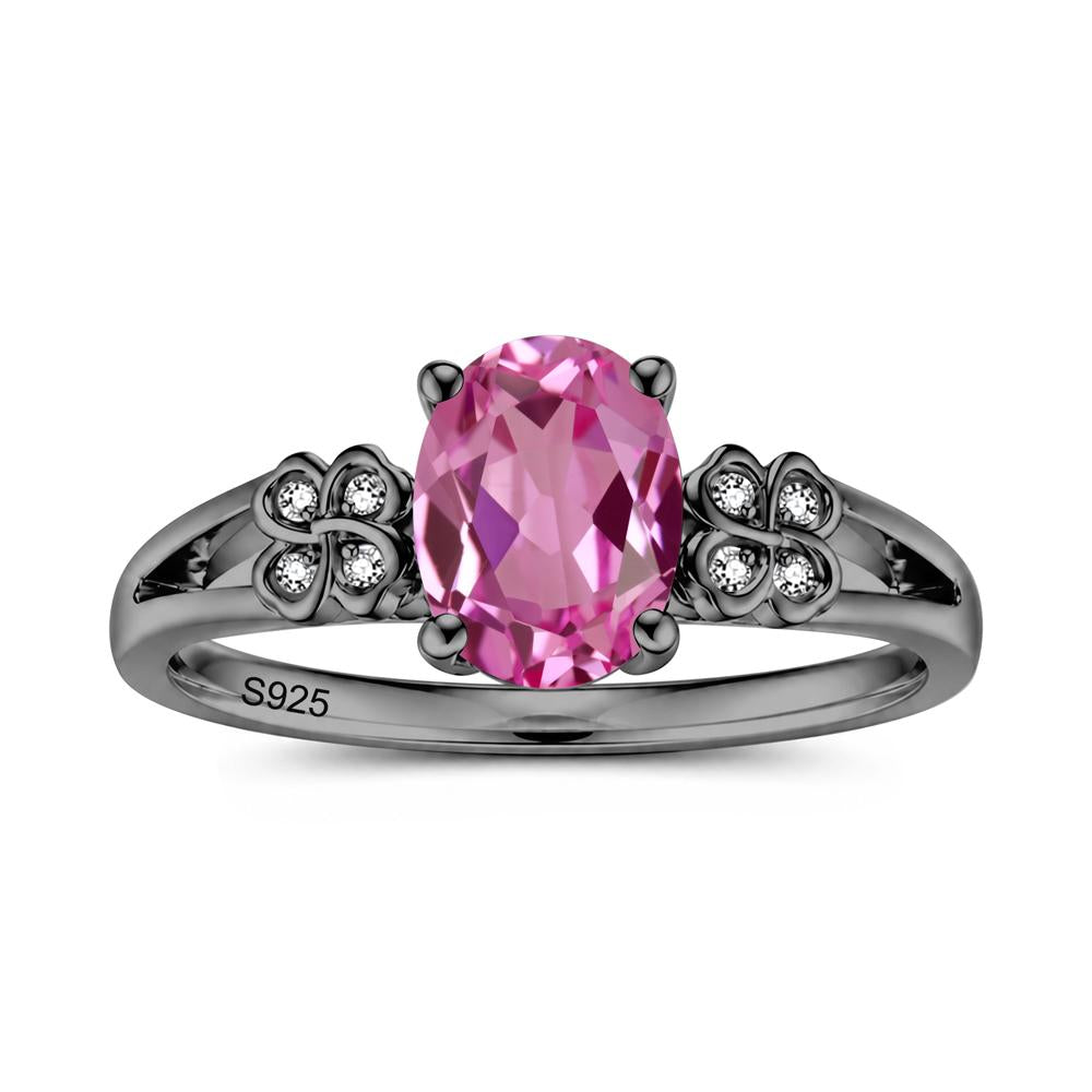 Oval Cut Emerald Leaf Clover Ring - LUO Jewelry #gemstone_Pink Sapphire