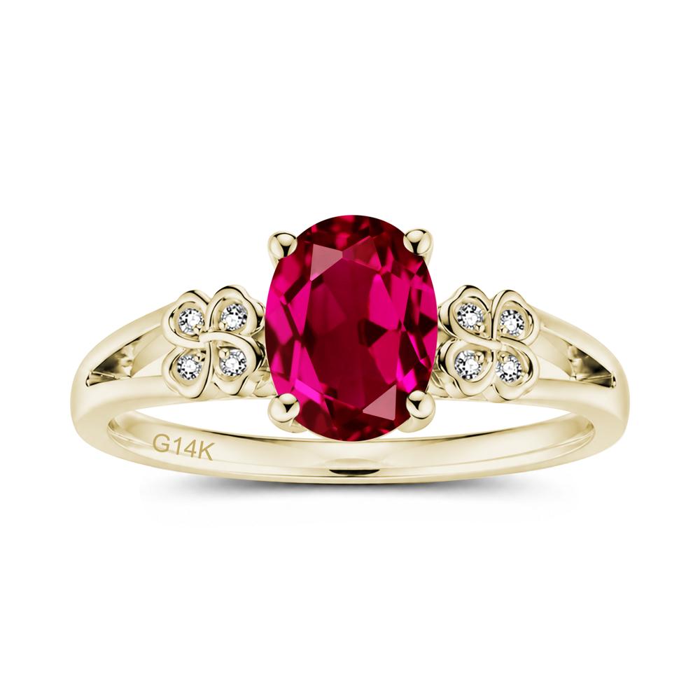Oval Cut Emerald Leaf Clover Ring - LUO Jewelry #gemstone_Ruby