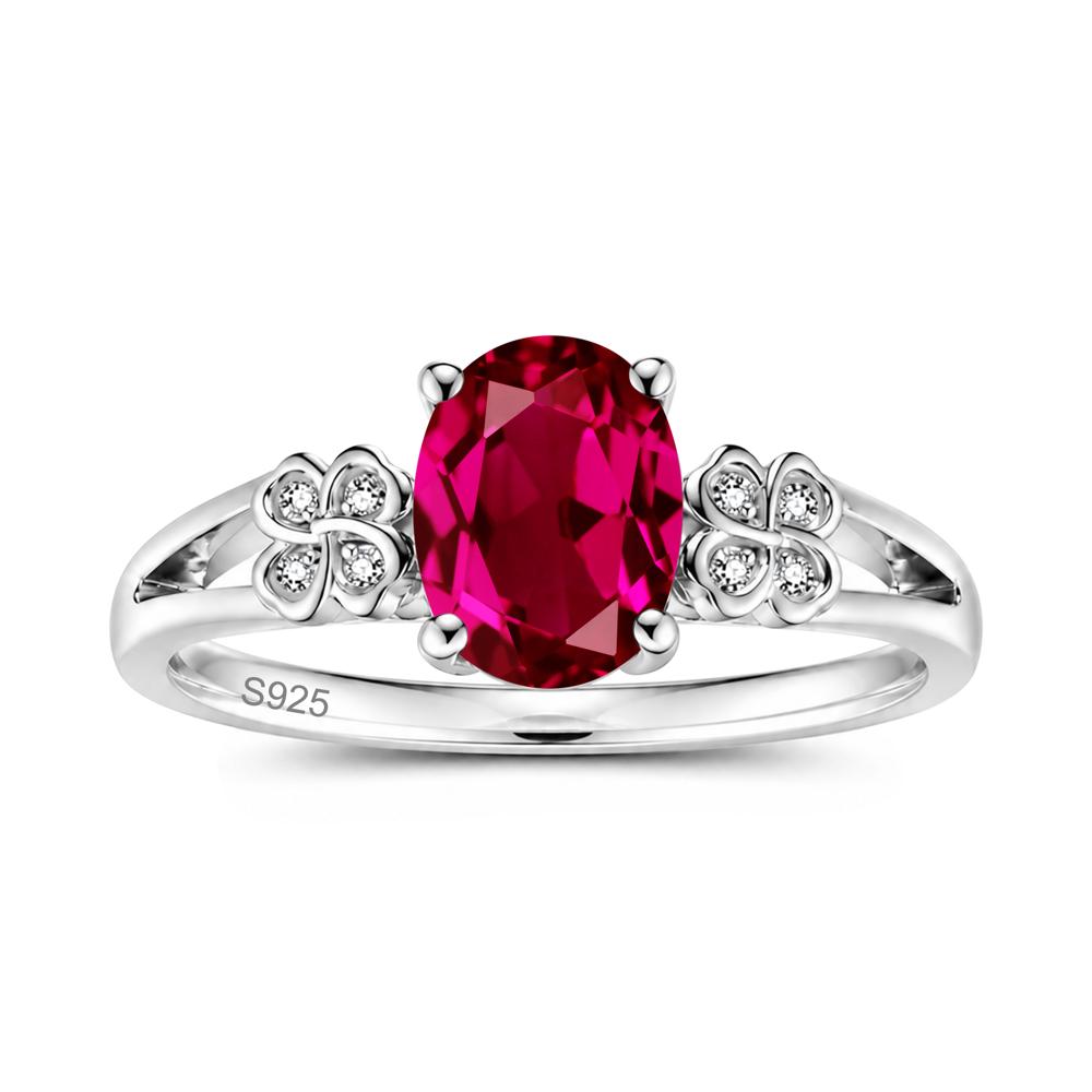 Oval Cut Emerald Leaf Clover Ring - LUO Jewelry #gemstone_Ruby