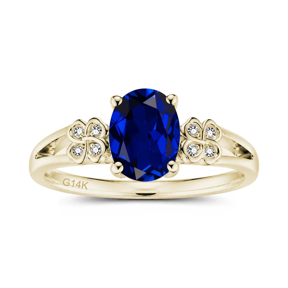 Oval Cut Emerald Leaf Clover Ring - LUO Jewelry #gemstone_Sapphire