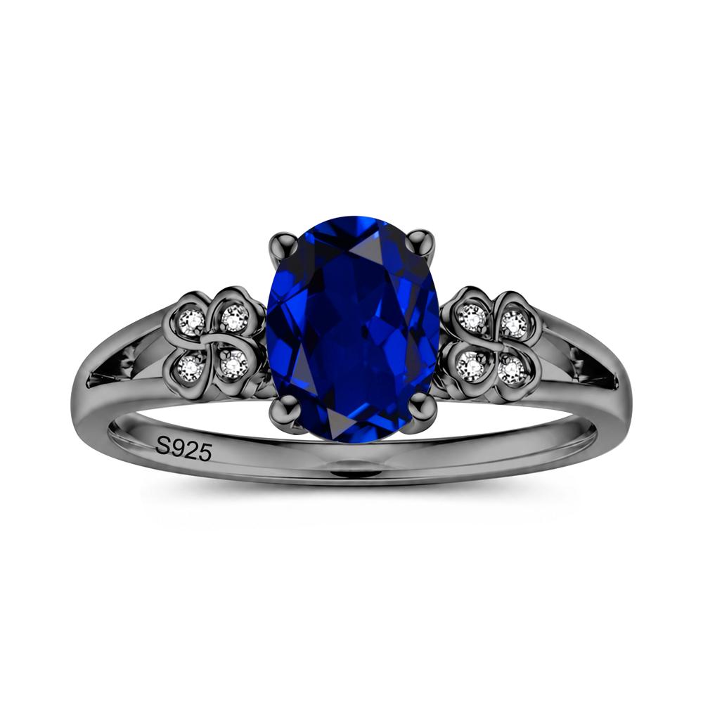 Oval Cut Emerald Leaf Clover Ring - LUO Jewelry #gemstone_Sapphire