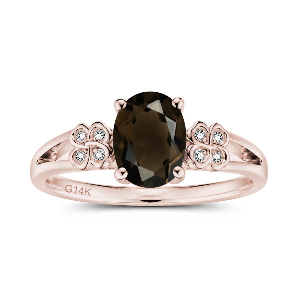 Oval Cut Emerald Leaf Clover Ring - LUO Jewelry #gemstone_Smoky Quartz