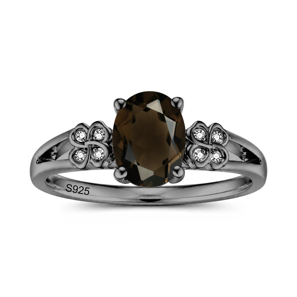 Oval Cut Emerald Leaf Clover Ring - LUO Jewelry #gemstone_Smoky Quartz