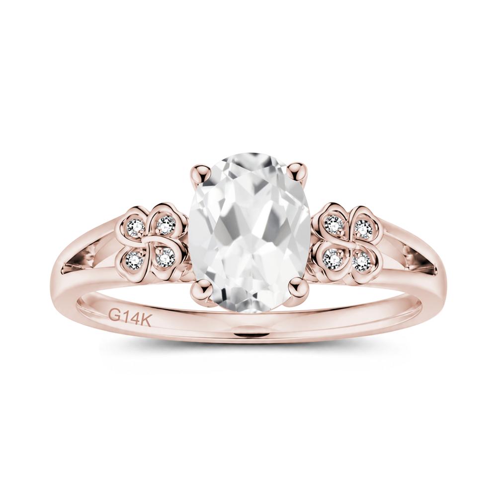Oval Cut Emerald Leaf Clover Ring - LUO Jewelry #gemstone_White Topaz
