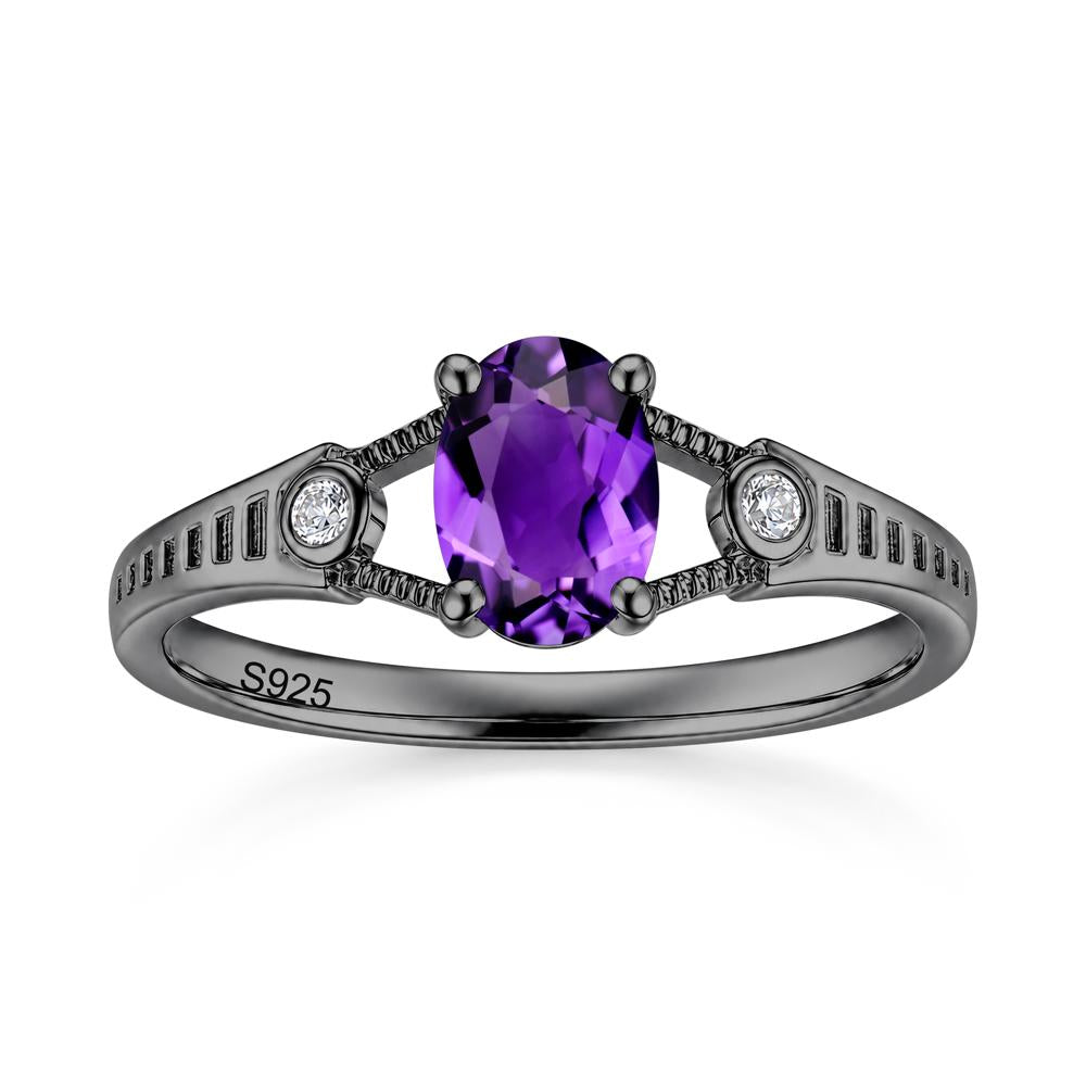 Vintage Oval Cut Sapphire Milgrain Split Ring - LUO Jewelry #gemstone_Amethyst