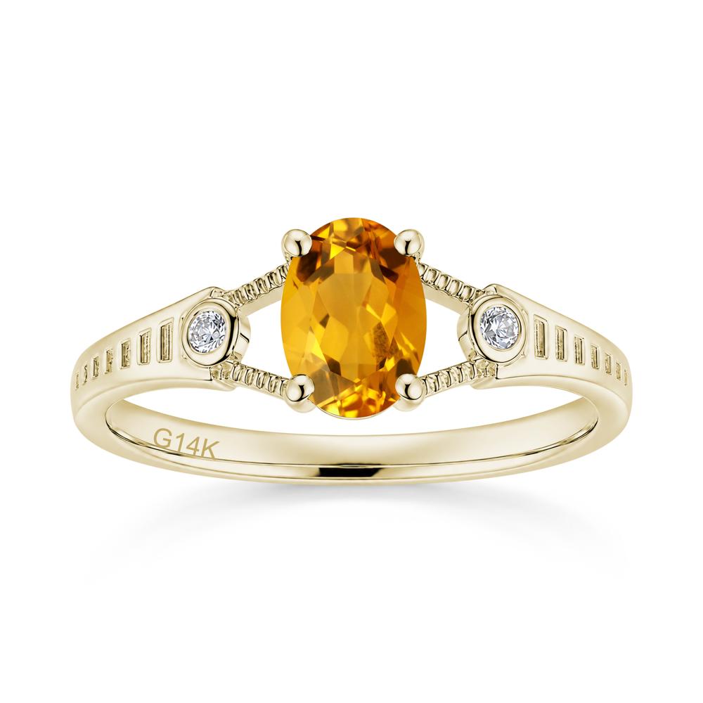 Vintage Oval Cut Sapphire Milgrain Split Ring - LUO Jewelry #gemstone_Citrine