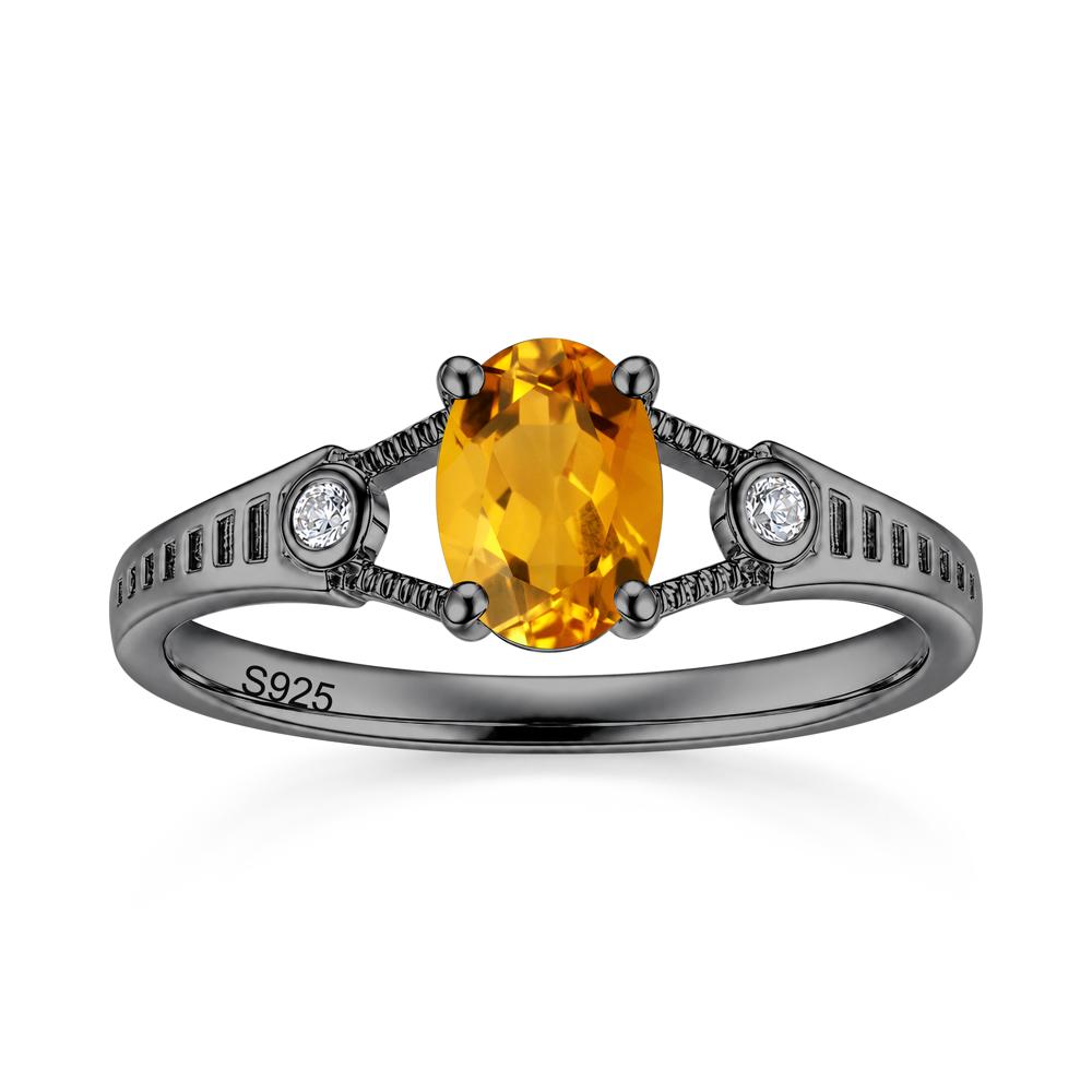 Vintage Oval Cut Sapphire Milgrain Split Ring - LUO Jewelry #gemstone_Citrine