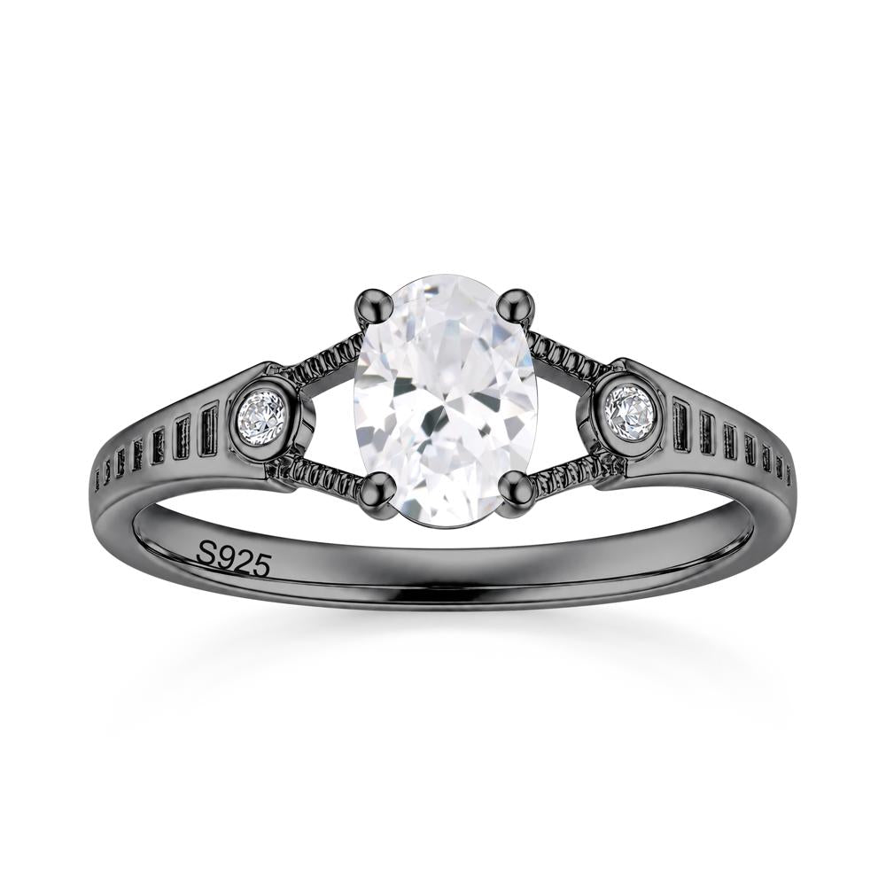 Vintage Oval Cut Sapphire Milgrain Split Ring - LUO Jewelry #gemstone_Cubic Zirconia