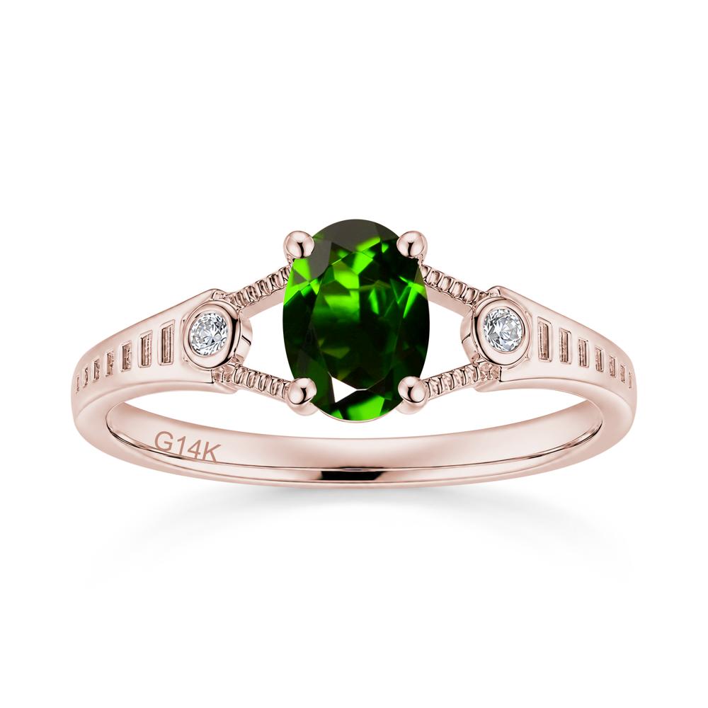 Vintage Oval Cut Sapphire Milgrain Split Ring - LUO Jewelry #gemstone_Diopside