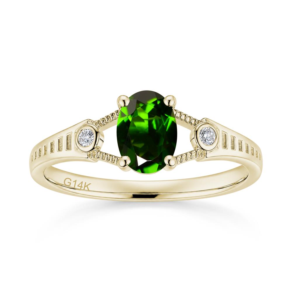 Vintage Oval Cut Sapphire Milgrain Split Ring - LUO Jewelry #gemstone_Diopside