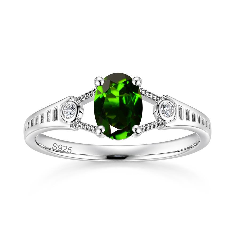 Vintage Oval Cut Sapphire Milgrain Split Ring - LUO Jewelry #gemstone_Diopside