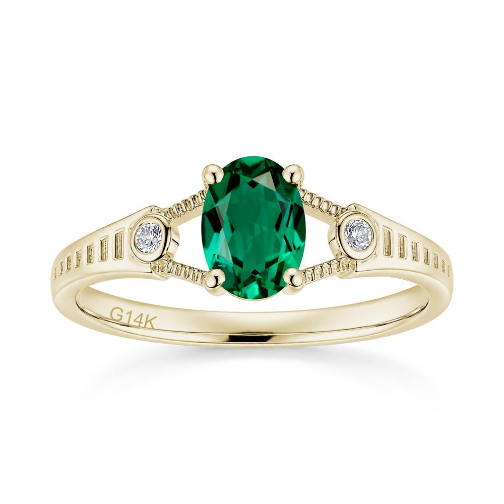 Vintage Oval Cut Sapphire Milgrain Split Ring - LUO Jewelry #gemstone_Emerald