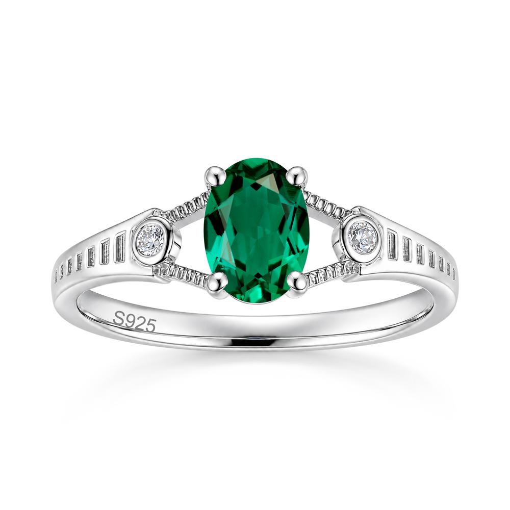 Vintage Oval Cut Sapphire Milgrain Split Ring - LUO Jewelry #gemstone_Emerald