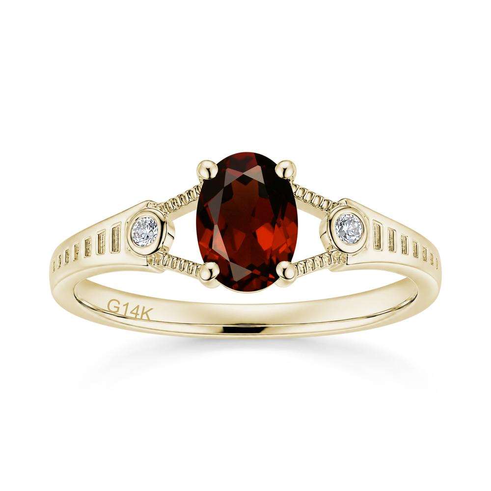 Vintage Oval Cut Sapphire Milgrain Split Ring - LUO Jewelry #gemstone_Garnet