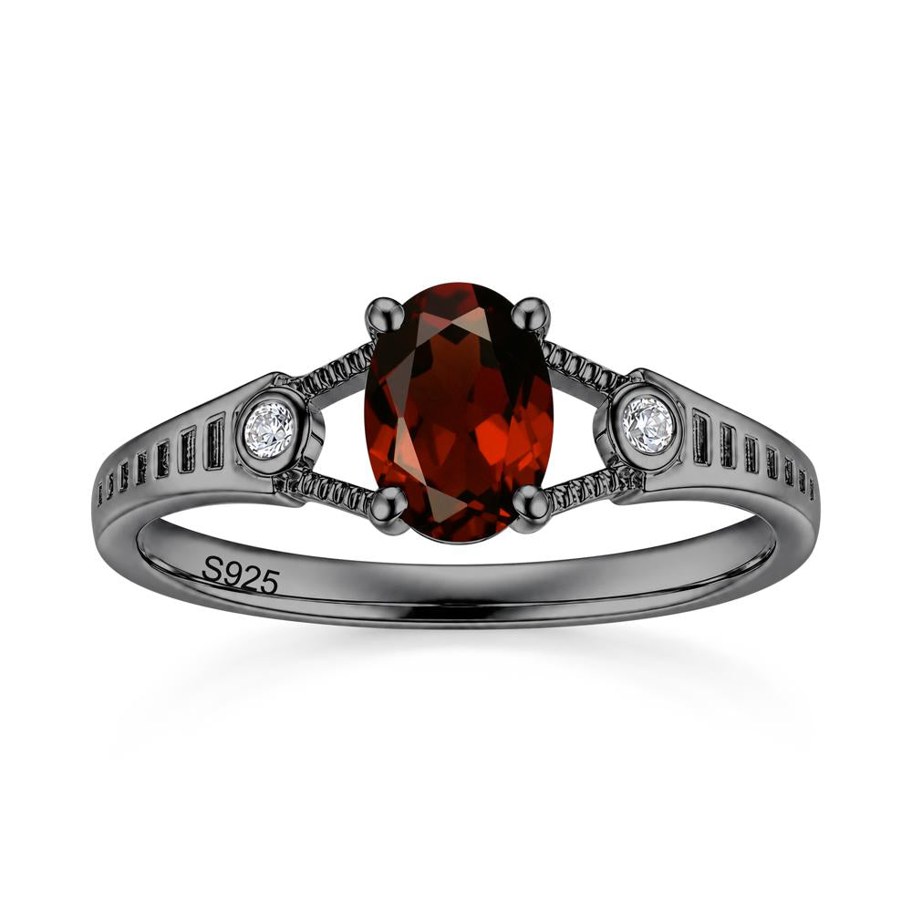 Vintage Oval Cut Sapphire Milgrain Split Ring - LUO Jewelry #gemstone_Garnet