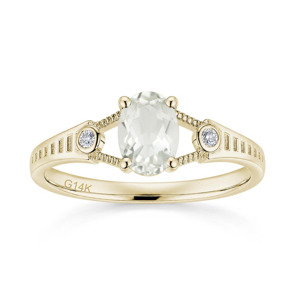 Vintage Oval Cut Sapphire Milgrain Split Ring - LUO Jewelry #gemstone_Green Amethyst