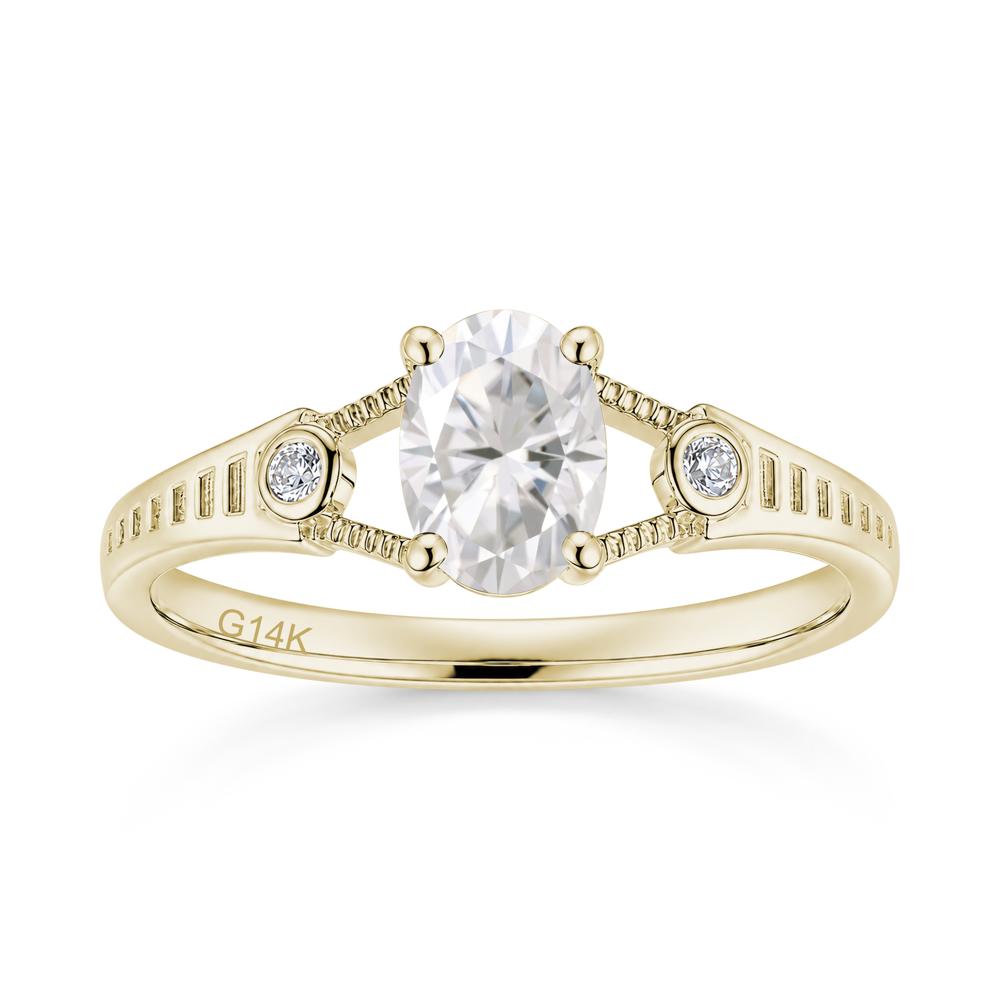 Vintage Oval Cut Sapphire Milgrain Split Ring - LUO Jewelry #gemstone_Moissanite