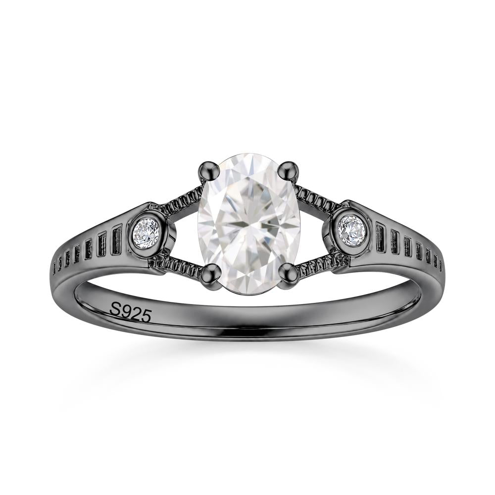 Vintage Oval Cut Sapphire Milgrain Split Ring - LUO Jewelry #gemstone_Moissanite