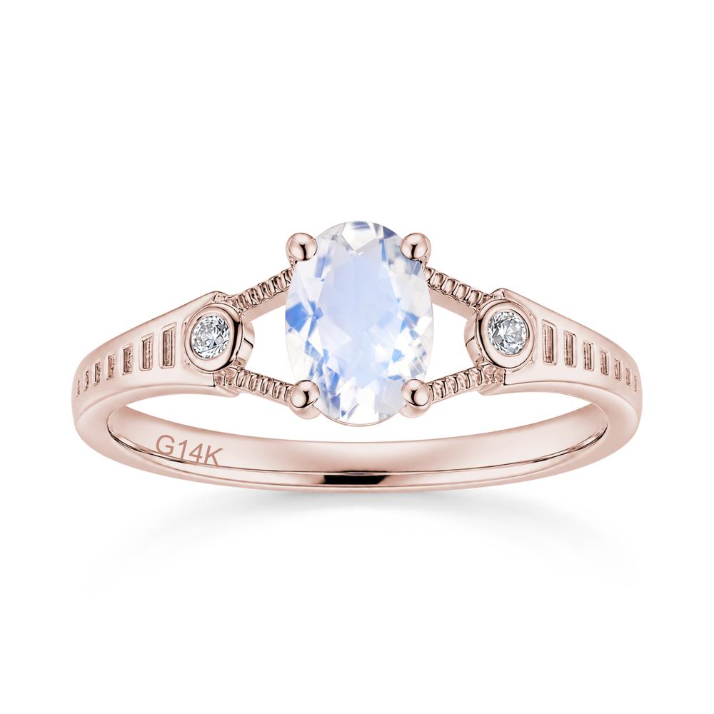 Vintage Oval Cut Sapphire Milgrain Split Ring - LUO Jewelry #gemstone_Moonstone