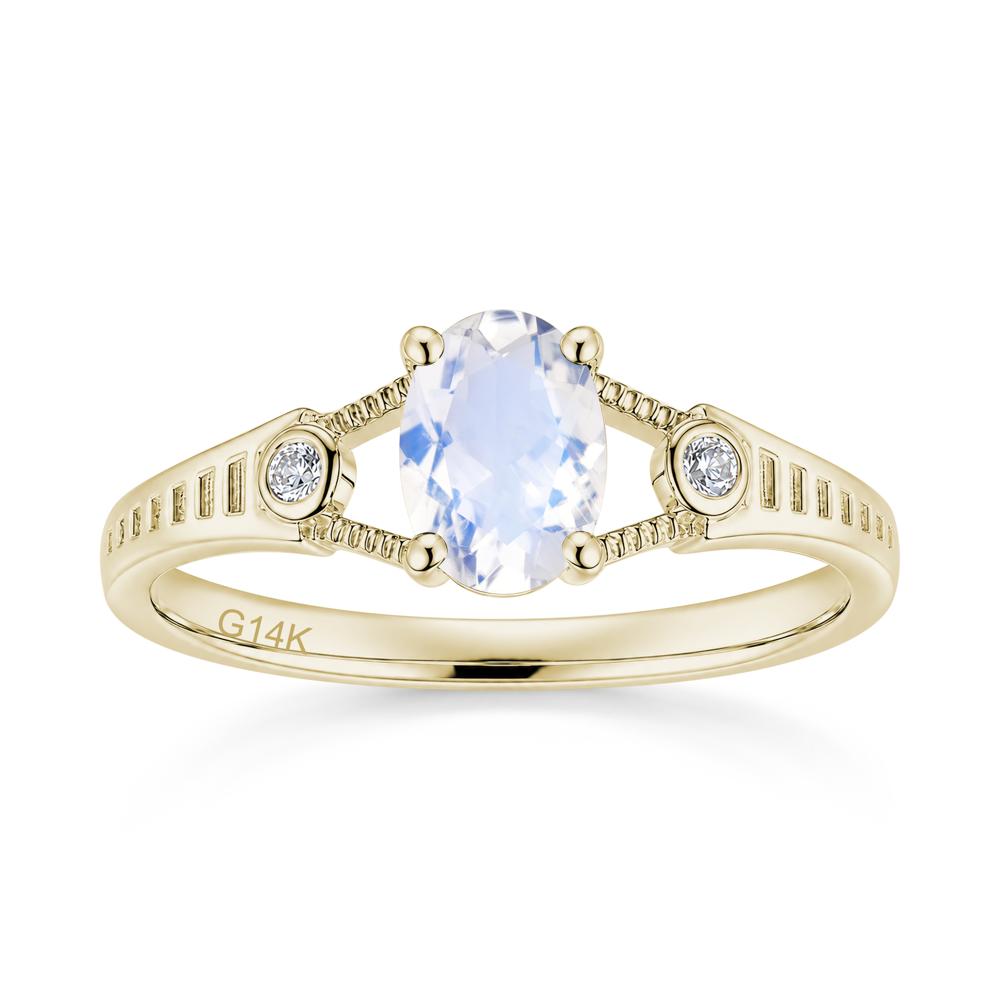 Vintage Oval Cut Sapphire Milgrain Split Ring - LUO Jewelry #gemstone_Moonstone