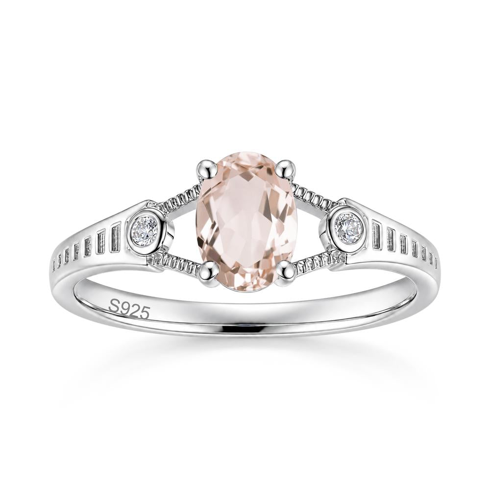 Vintage Oval Cut Sapphire Milgrain Split Ring - LUO Jewelry #gemstone_Morganite