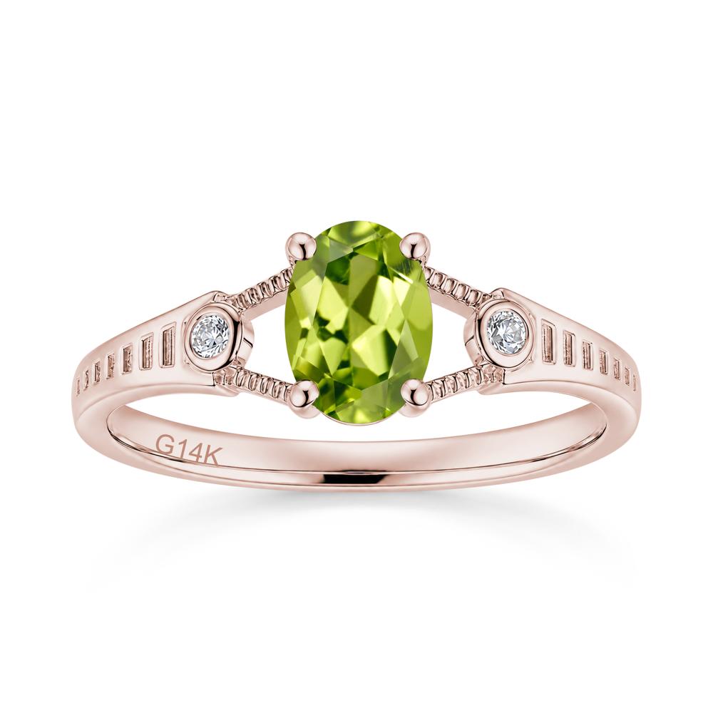 Vintage Oval Cut Sapphire Milgrain Split Ring - LUO Jewelry #gemstone_Peridot