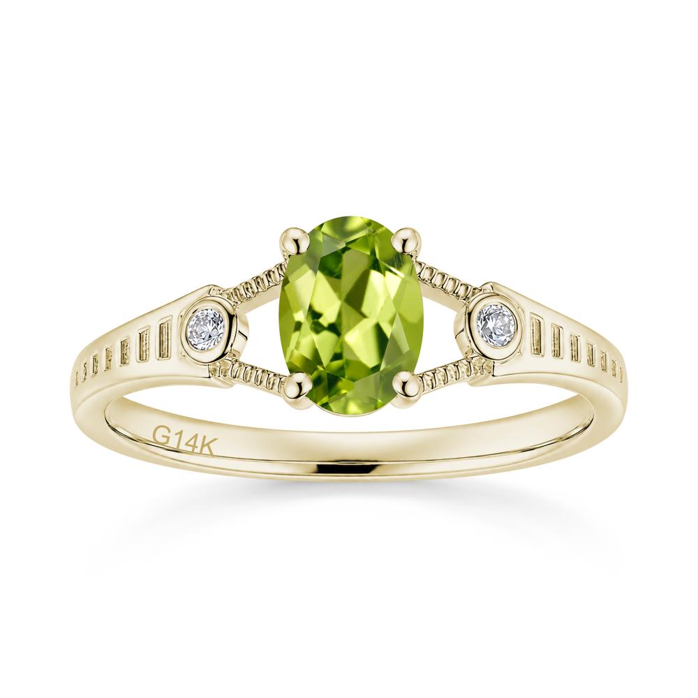 Vintage Oval Cut Sapphire Milgrain Split Ring - LUO Jewelry #gemstone_Peridot