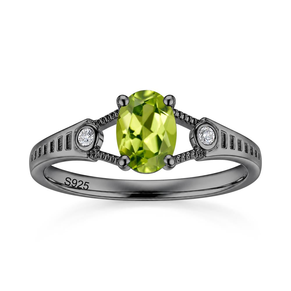 Vintage Oval Cut Sapphire Milgrain Split Ring - LUO Jewelry #gemstone_Peridot
