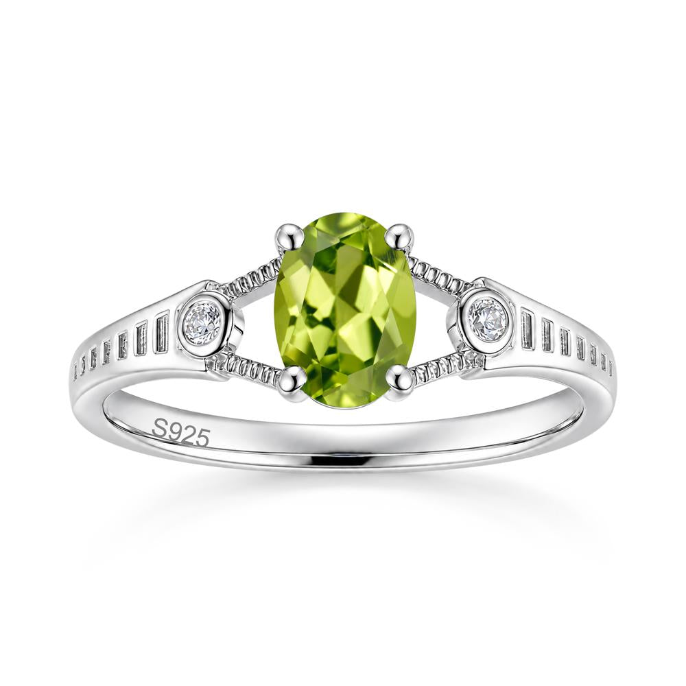 Vintage Oval Cut Sapphire Milgrain Split Ring - LUO Jewelry #gemstone_Peridot