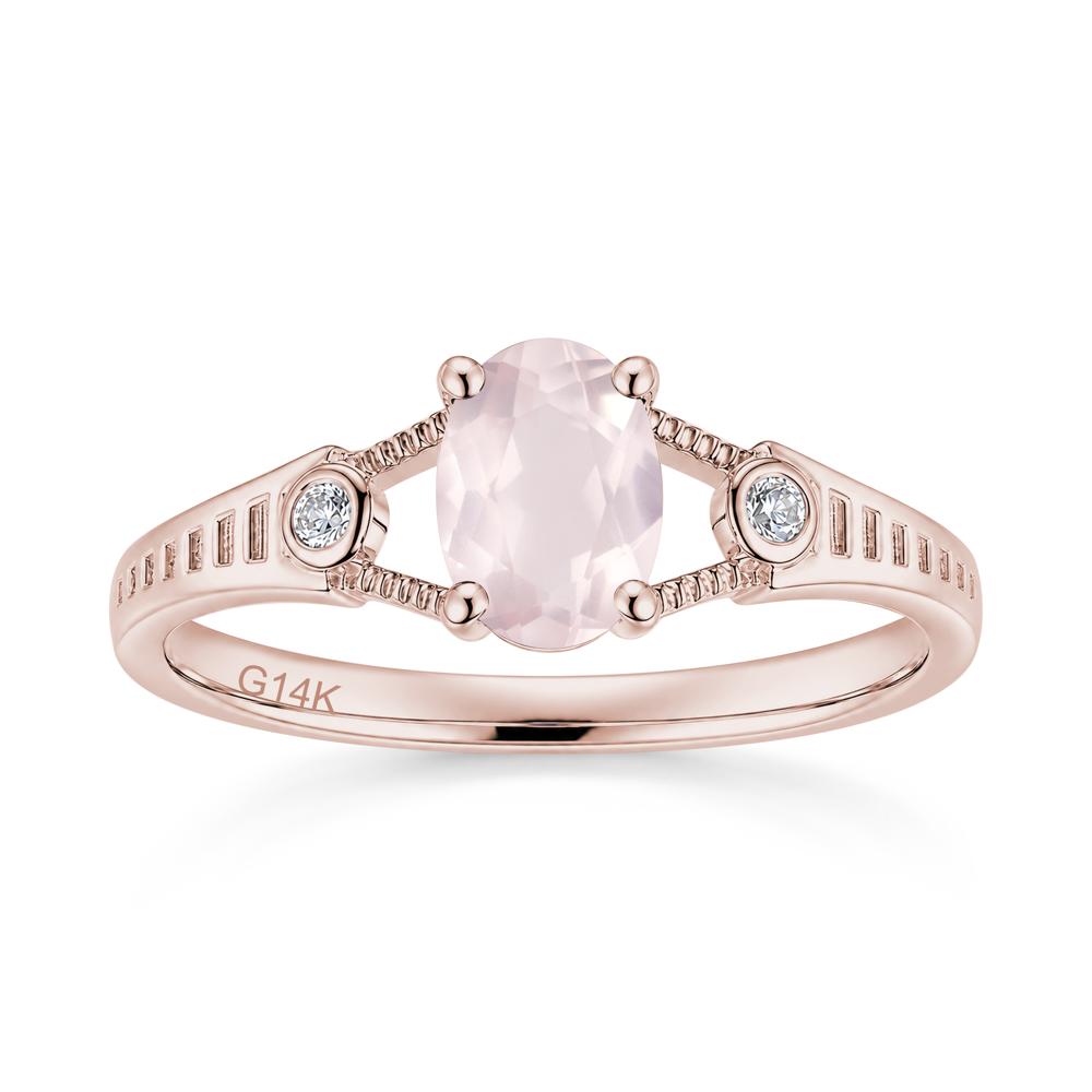 Vintage Oval Cut Sapphire Milgrain Split Ring - LUO Jewelry #gemstone_Rose Quartz