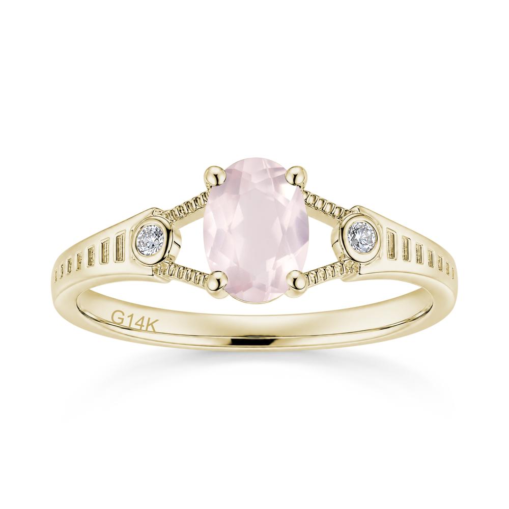 Vintage Oval Cut Sapphire Milgrain Split Ring - LUO Jewelry #gemstone_Rose Quartz