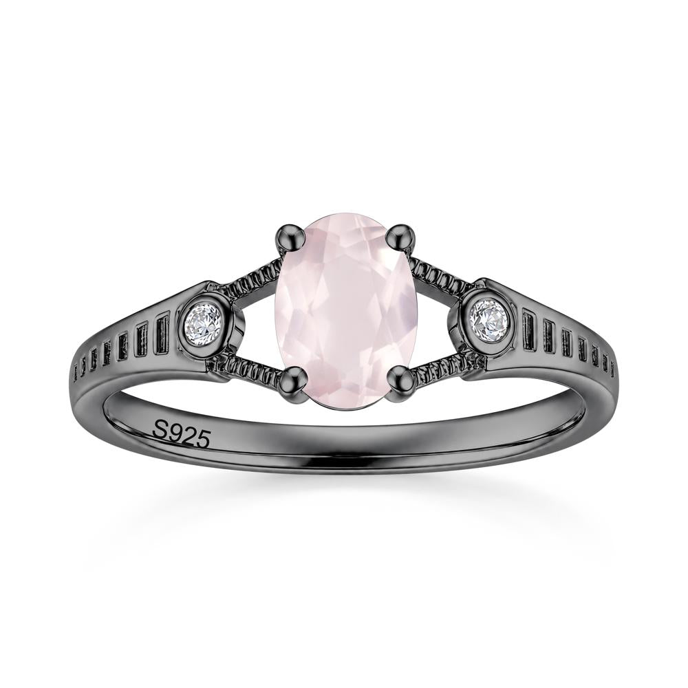 Vintage Oval Cut Sapphire Milgrain Split Ring - LUO Jewelry #gemstone_Rose Quartz